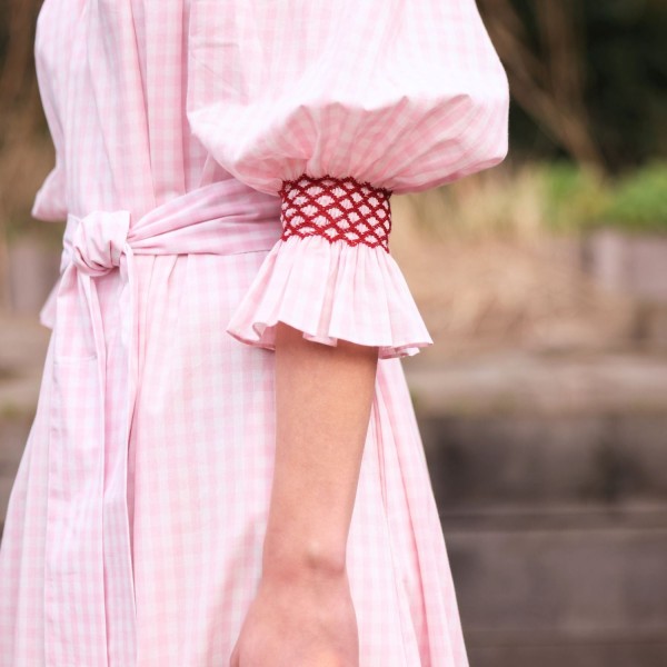 Ada Lovelace Dress Sugar and Spice Gingham with Ruby Hand Smocking