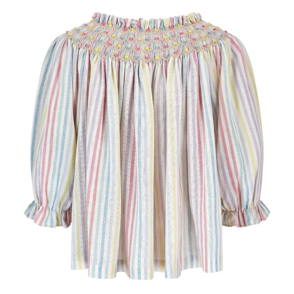 Cleopatra Blouse Pastel Rainbow with Lucky Charm Hand Smocking Edition 41