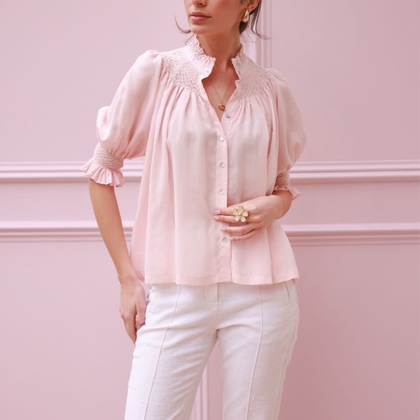Scholl Summer Blouse Seashell Cotton Voile with Milk Hand Smocking Edition 67